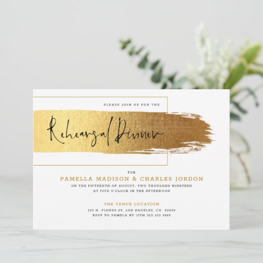 Goudborstelslag moderne zwarte typografie kaart (Staand voorkant)