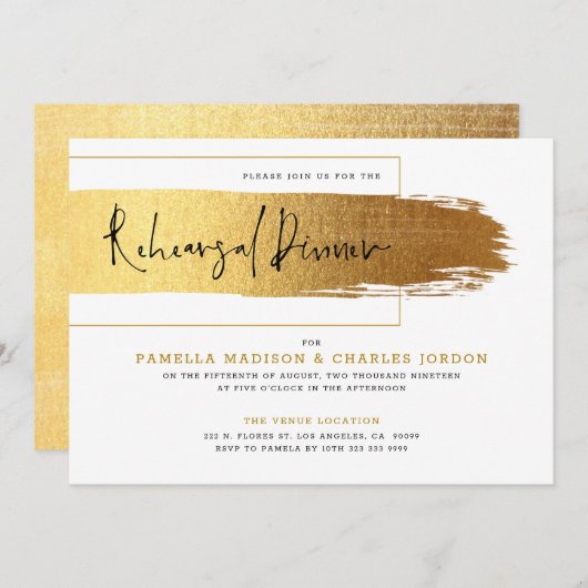 Goudborstelslag moderne zwarte typografie kaart (Voorkant / Achterkant)