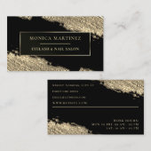 Goudborstelvlek elegant zwart visitekaartje (Voorkant / Achterkant)