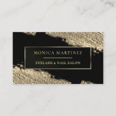 Goudborstelvlek elegant zwart visitekaartje (Voorkant)