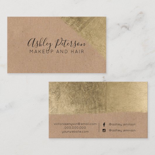 Goudborstelwerk krafthaar make-up typografie visitekaartje (Voorkant / Achterkant)