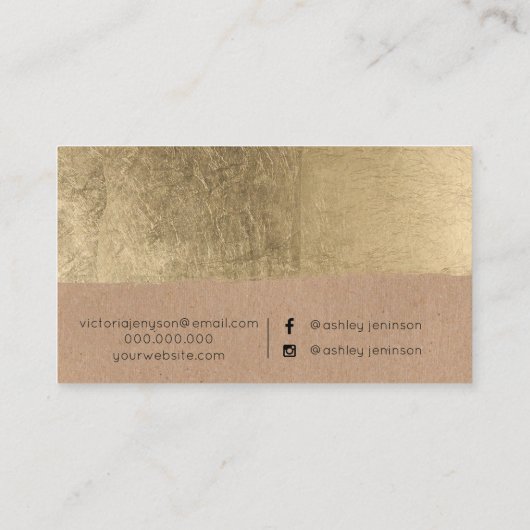 Goudborstelwerk krafthaar make-up typografie visitekaartje (Achterkant)