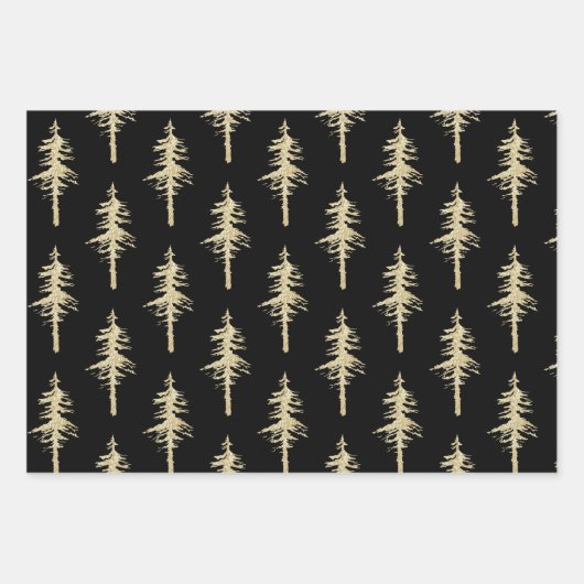 Goudbos met rode bomen op vast zwart inpakpapier vel (Voorkant 2)