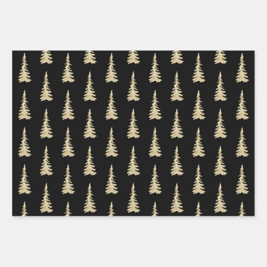 Goudbos met rode bomen op vast zwart inpakpapier vel (Voorkant)