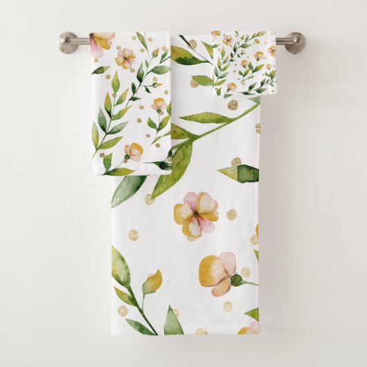 Goudbosgroene mosterdrode vlekkenpols bad handdoek (Insitu)