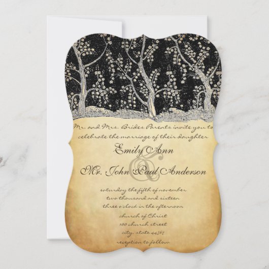 Goudbosse Romantische Bondbruidsuitnodigingen Kaart (Voorkant)