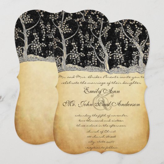 Goudbosse Romantische Bondbruidsuitnodigingen Kaart (Voorkant / Achterkant)