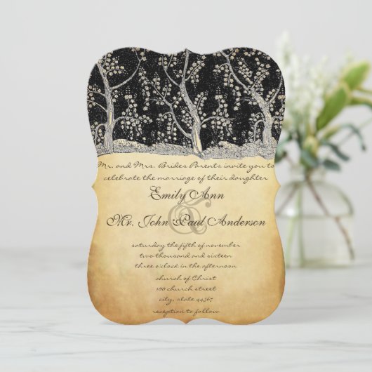 Goudbosse Romantische Bondbruidsuitnodigingen Kaart (Staand voorkant)