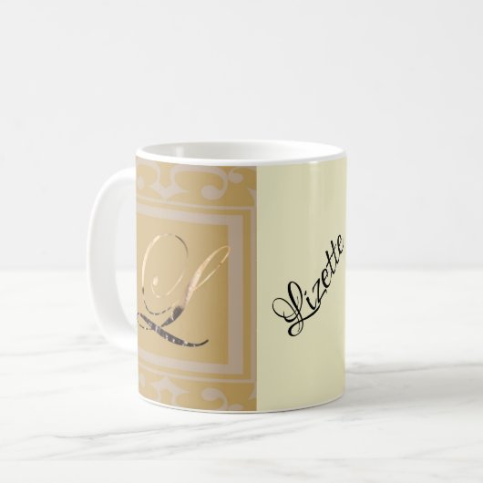 Goudbrief L legant monogram Koffiemok (Voorkant links)