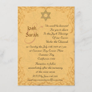  goudbrocade Joodse bruiloft Kaart