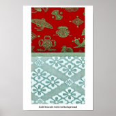 Goudbrocade met rode achtergrond poster (Voorkant)