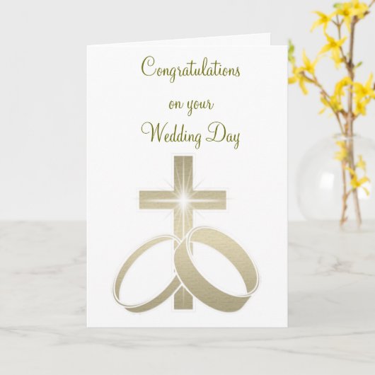 Goudbruiloft en kruiskunst kaart (Gele Bloem)