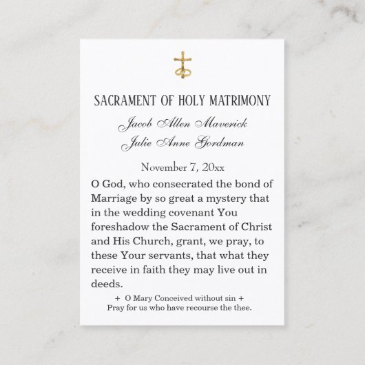 Goudbruiloft Heilige Kaart Miraculous Medal Visitekaartje (Achterkant)