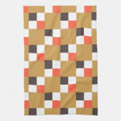 Goudbruin en koraalruitpatroon theedoek (Verticaal)