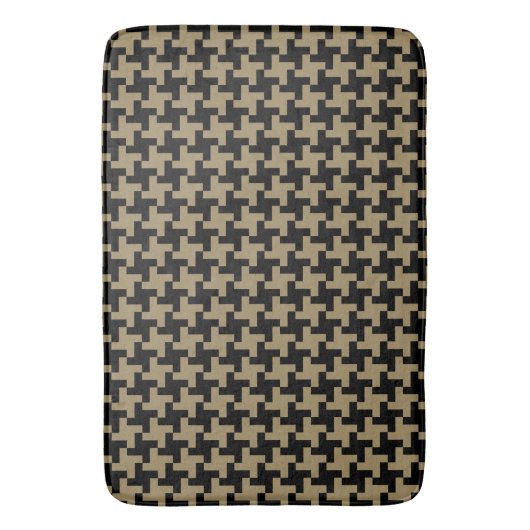 Goudbruin en zwart klassiek spijkerkoppatroon badmat (Voorkant Verticaal)