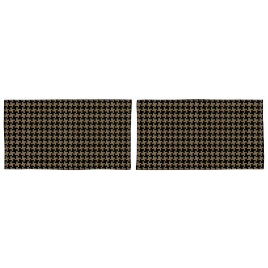 Goudbruin en zwart klassiek spijkerkoppatroon kussensloop (Voorkant-Set)