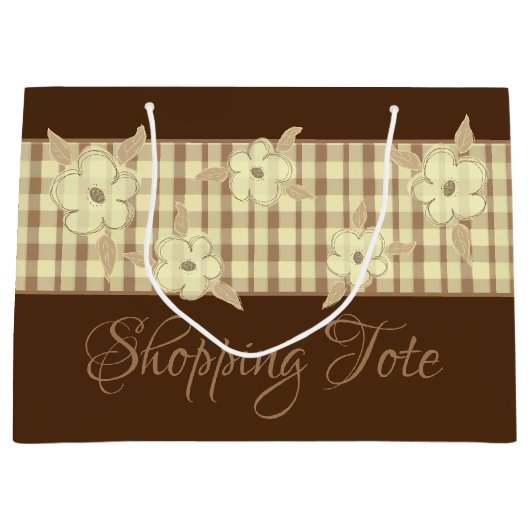 Goudbruin geruite groot cadeauzakje (Voorkant)