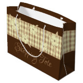 Goudbruin geruite groot cadeauzakje (Achterkant Gekanteld)