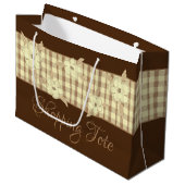 Goudbruin geruite groot cadeauzakje (Voorkant Gekanteld)
