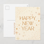 Goudbruin Happy New Year Holiday Briefkaart (Voorkant / Achterkant)