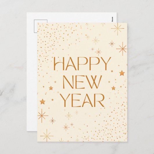 Goudbruin Happy New Year Holiday Briefkaart (Voorkant / Achterkant)