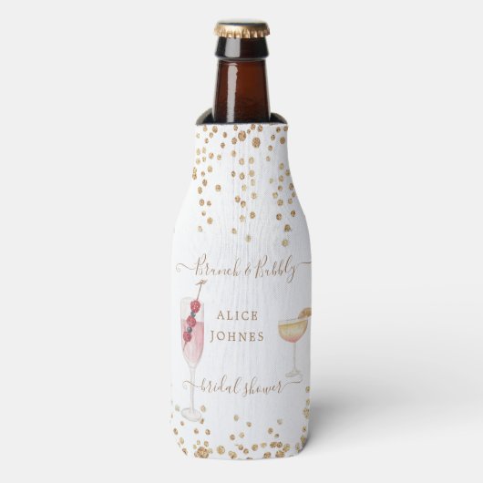 goudbruin kakkerlak goudglitter brunch flesjeskoeler (Fles Voorkant)