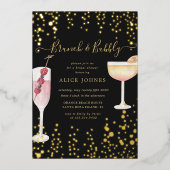 goudbruin kakkerlak goudglitter brunch folie uitnodiging (Voorkant)