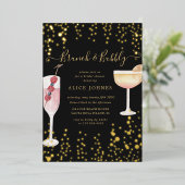 goudbruin kakkerlak goudglitter brunch folie uitnodiging (Staand Voorkant)