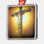 Goudbruin Kruisbeeld Kerst Keramische Versiering Metalen Ornament (Links)