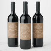Goudbruin romantisch wapen monogram wijn etiket (Flessen)