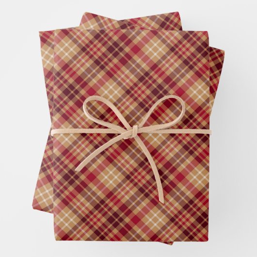  goudbruin rood diagonaal - donkerrood inpakpapier vel (In situ)