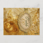 Goudbruin  "tafel nummer" bruiloft briefkaart (Achterkant)