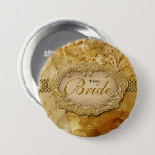  goudbruin Victoriaans Ronde Button 7,6 Cm (Voorkant /achterkant)