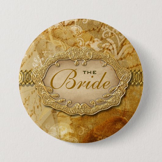  goudbruin Victoriaans Ronde Button 7,6 Cm (Voorkant)