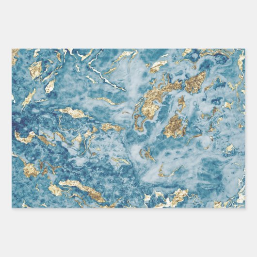 Goudbruin zwamblauw inpakpapier vel (Voorkant)