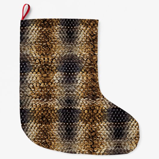 Goudbruin Zwart Ivoor Slangenhuid Grote Kerstsok (Voorkant)
