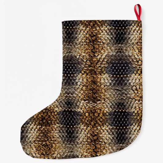 Goudbruin Zwart Ivoor Slangenhuid Grote Kerstsok (Achterkant)