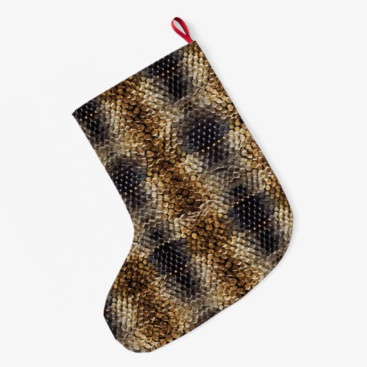Goudbruin Zwart Ivoor Slangenhuid Grote Kerstsok (Achterkant (Hangend))