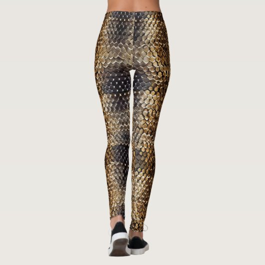 Goudbruin Zwart Ivoor Slangenhuid Leggings (Achterkant)