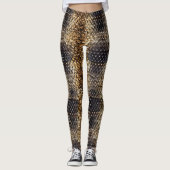 Goudbruin Zwart Ivoor Slangenhuid Leggings (Voorkant)
