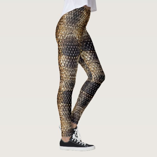 Goudbruin Zwart Ivoor Slangenhuid Leggings (Rechts)