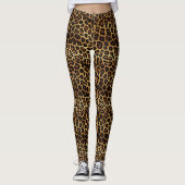 Goudbruin Zwart Luipaard Dierenprint Leggings (Voorkant)