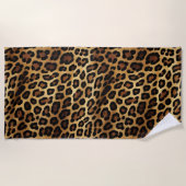 Goudbruin Zwart Luipaard Dierenprint Strandlaken (Voorkant)