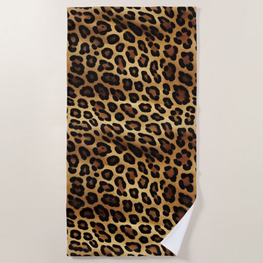 Goudbruin Zwart Luipaard Dierenprint Strandlaken (Voorkant)