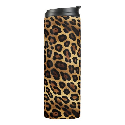Goudbruin Zwart Luipaard Dierenprint Thermosbeker (Gedraaid links)