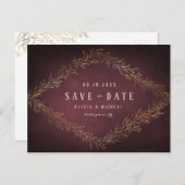 Goudbruine botanisch met uitzondering van de datum aankondigingskaart (Voorkant / Achterkant)