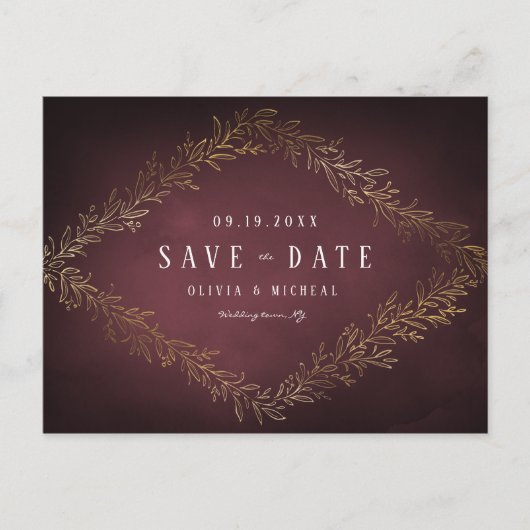 Goudbruine botanisch met uitzondering van de datum aankondigingskaart (Voorkant)