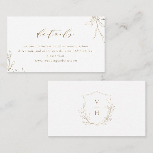 Goudbruine botanische bruiloft plaatskaartje (Voorkant / Achterkant)