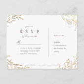 Goudbruine botanische bruiloft RSVP Uitnodiging Briefkaart (Achterkant)