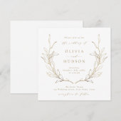 Goudbruine, botanische bruinktbruiloft kaart (Voorkant / Achterkant)